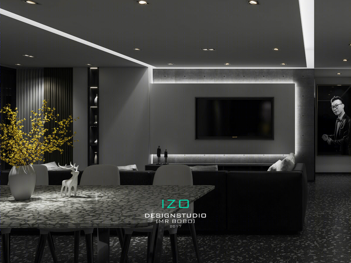 壹·宿|工坊【140平米高层|后现代黑白调】-5