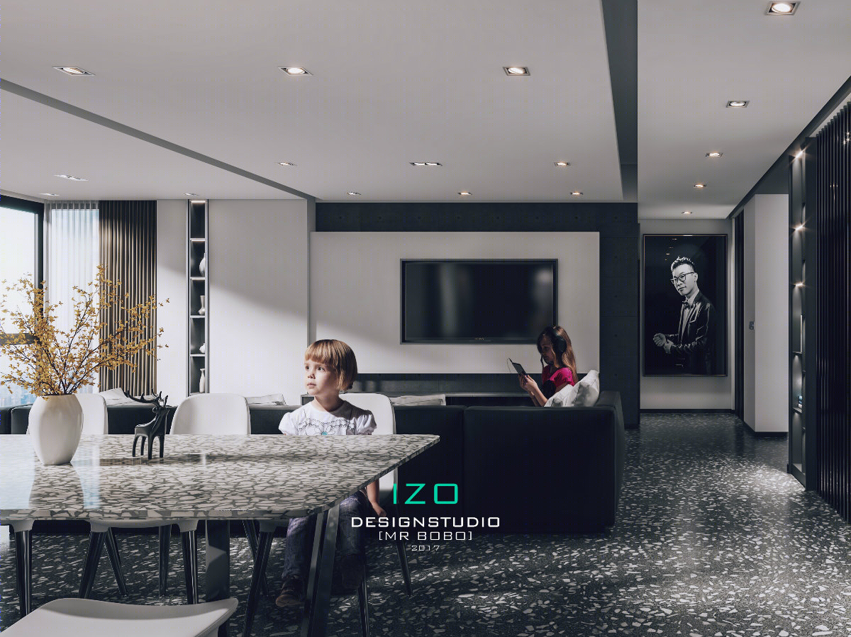 壹·宿|工坊【140平米高层|后现代黑白调】-6