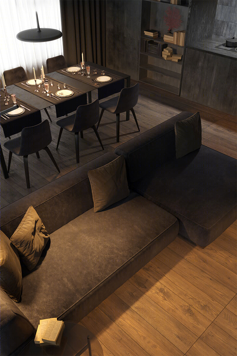 深色系小空间公寓设计 细节超丰富！-2