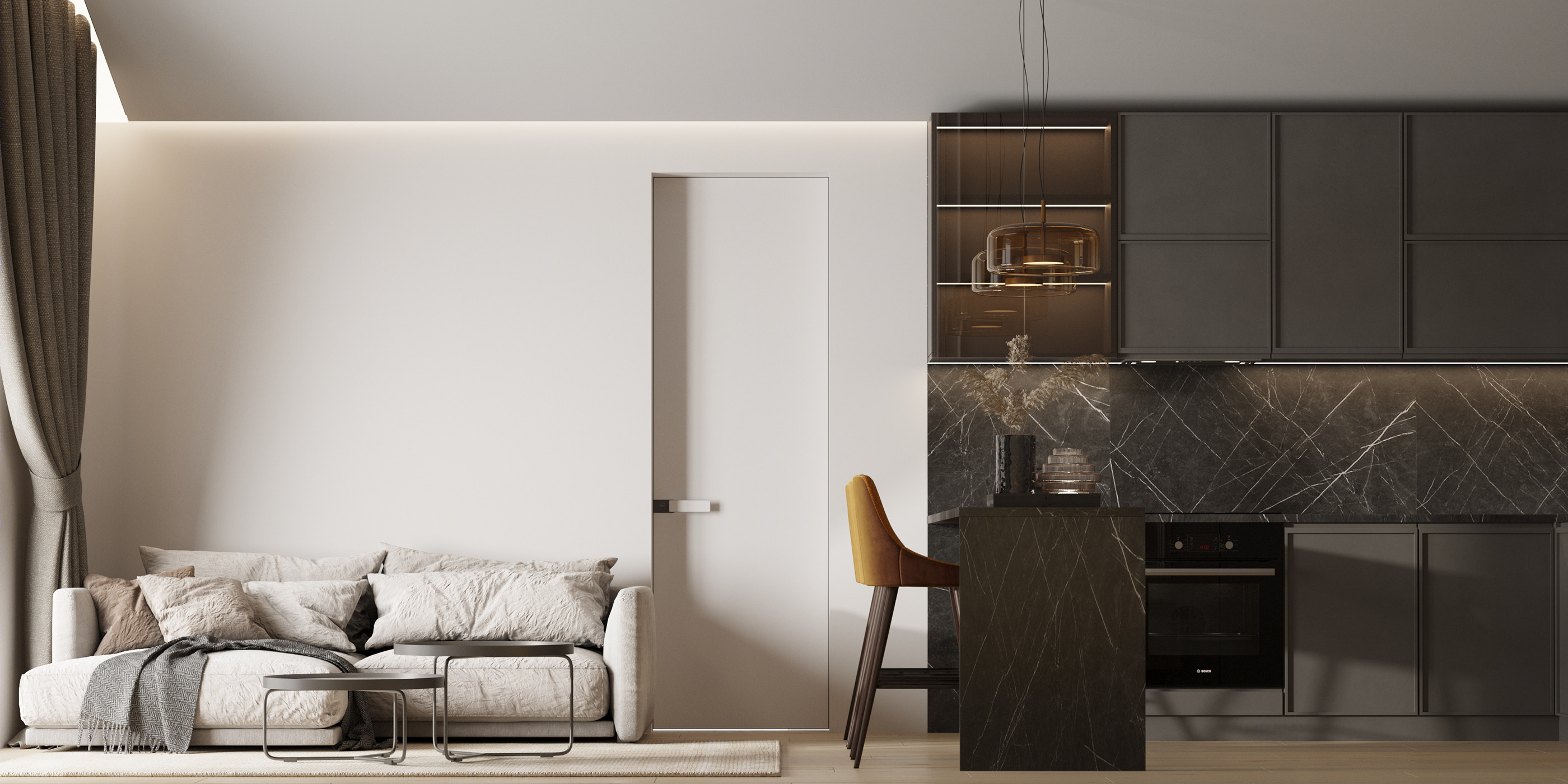 80平 灰白色系 简约空间-1