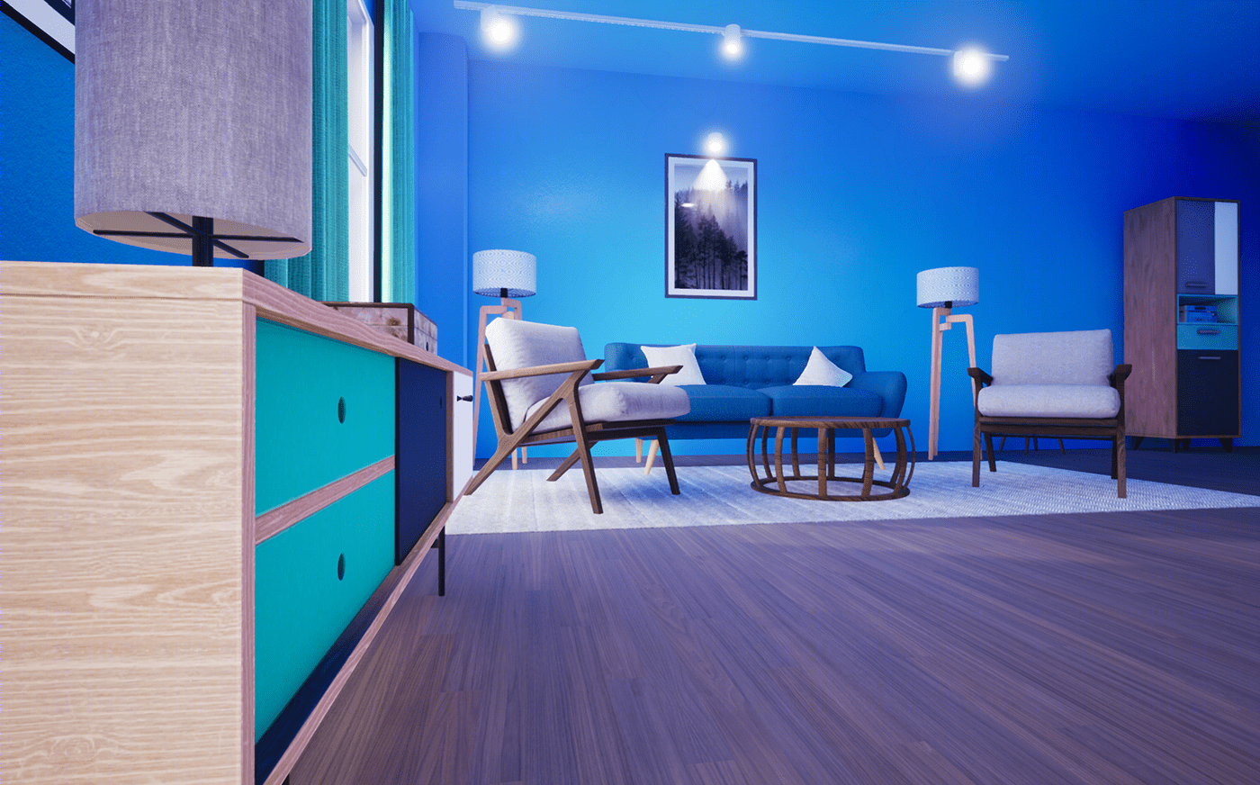 Anastasiya Gushchina丨公寓丨3d Livingroom render created with UE4-1