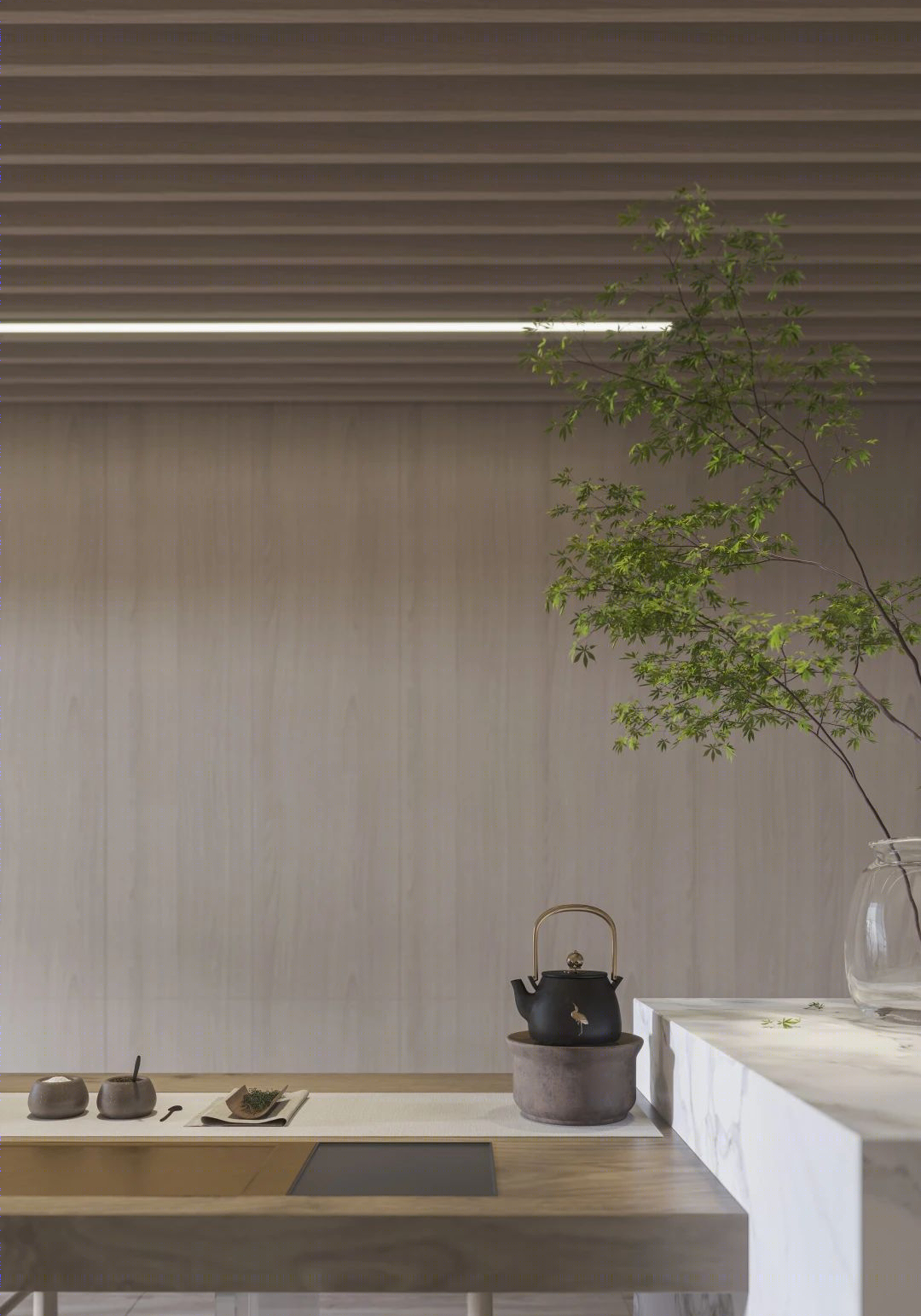 侘寂茶室融入客厅设计丨段美伊-13