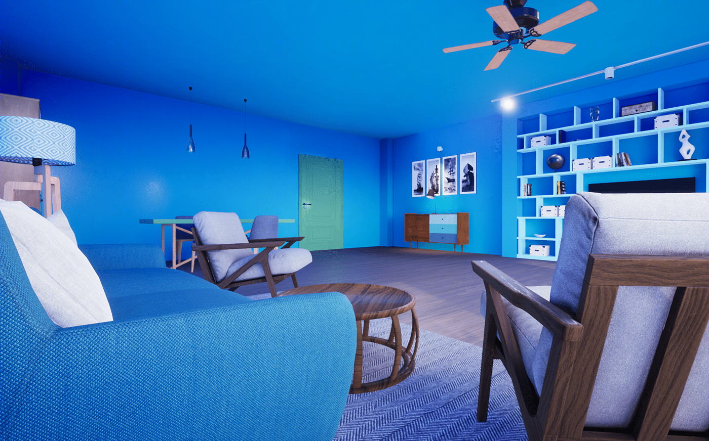 Anastasiya Gushchina丨公寓丨3d Livingroom render created with UE4-4