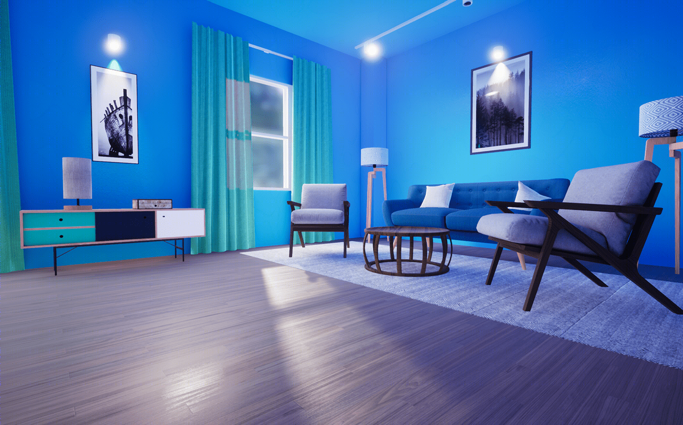 Anastasiya Gushchina丨公寓丨3d Livingroom render created with UE4-6