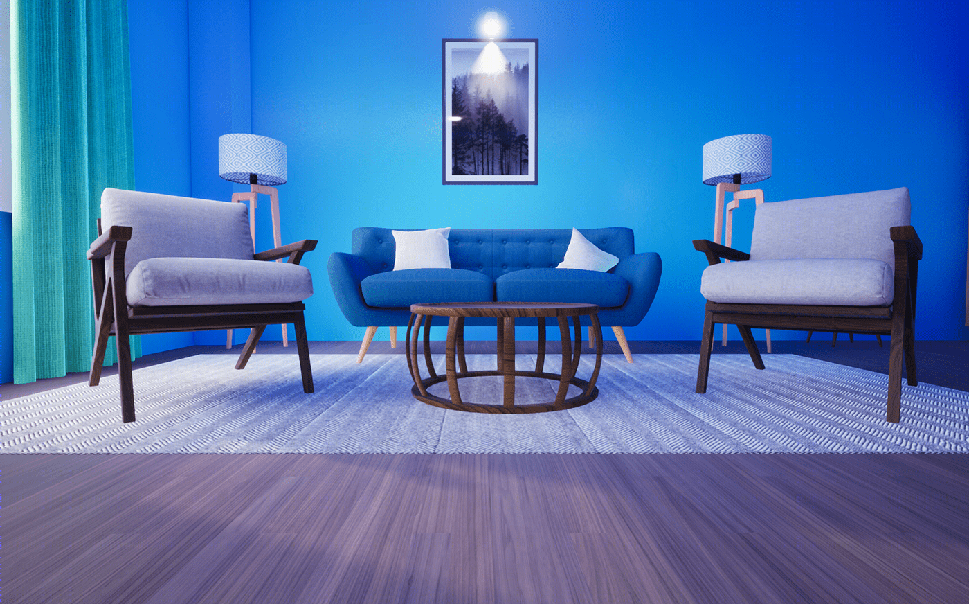 Anastasiya Gushchina丨公寓丨3d Livingroom render created with UE4-5