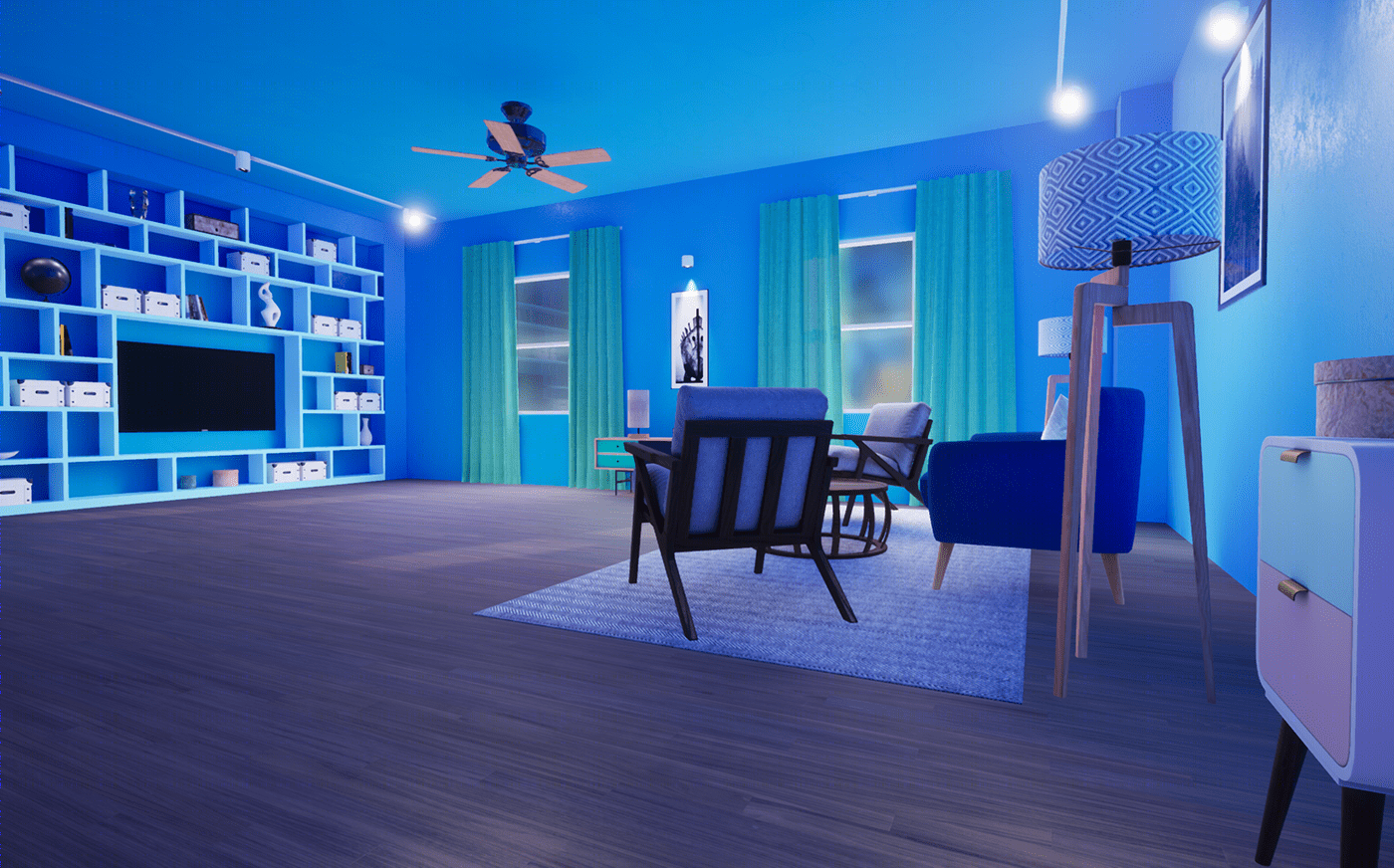 Anastasiya Gushchina丨公寓丨3d Livingroom render created with UE4-7