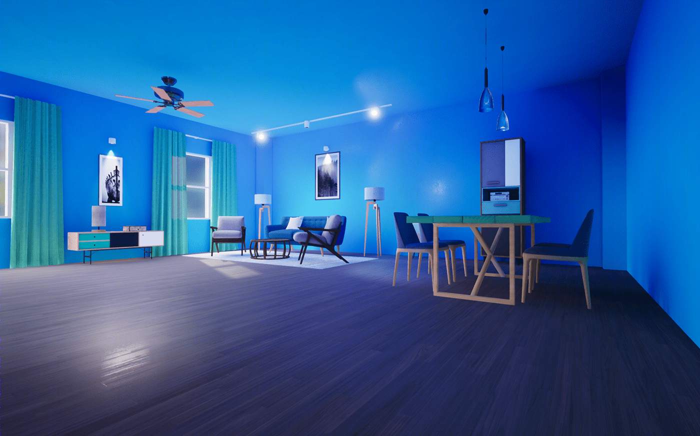 Anastasiya Gushchina丨公寓丨3d Livingroom render created with UE4-8