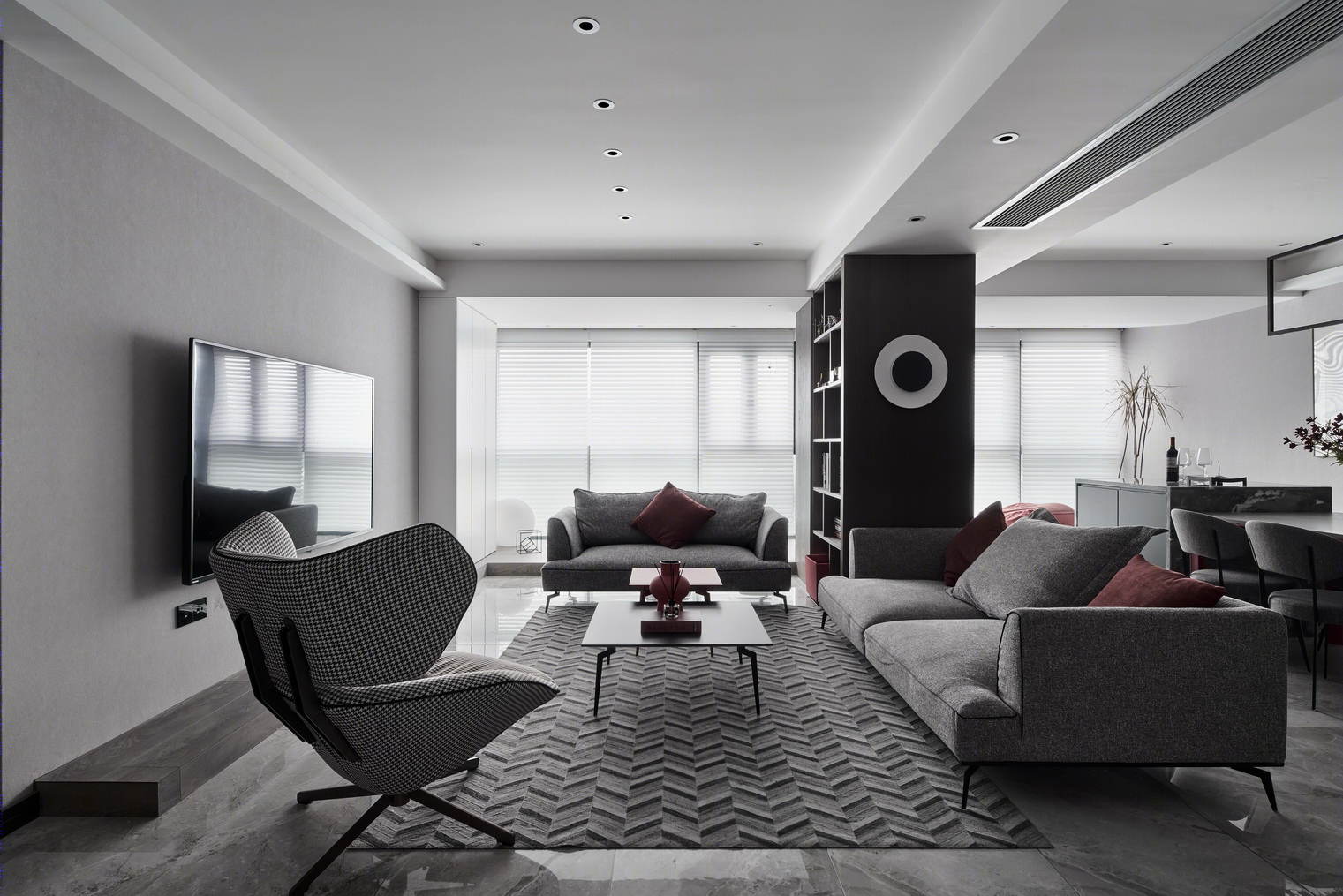 高级灰++ 时尚红，打通空间之美-8