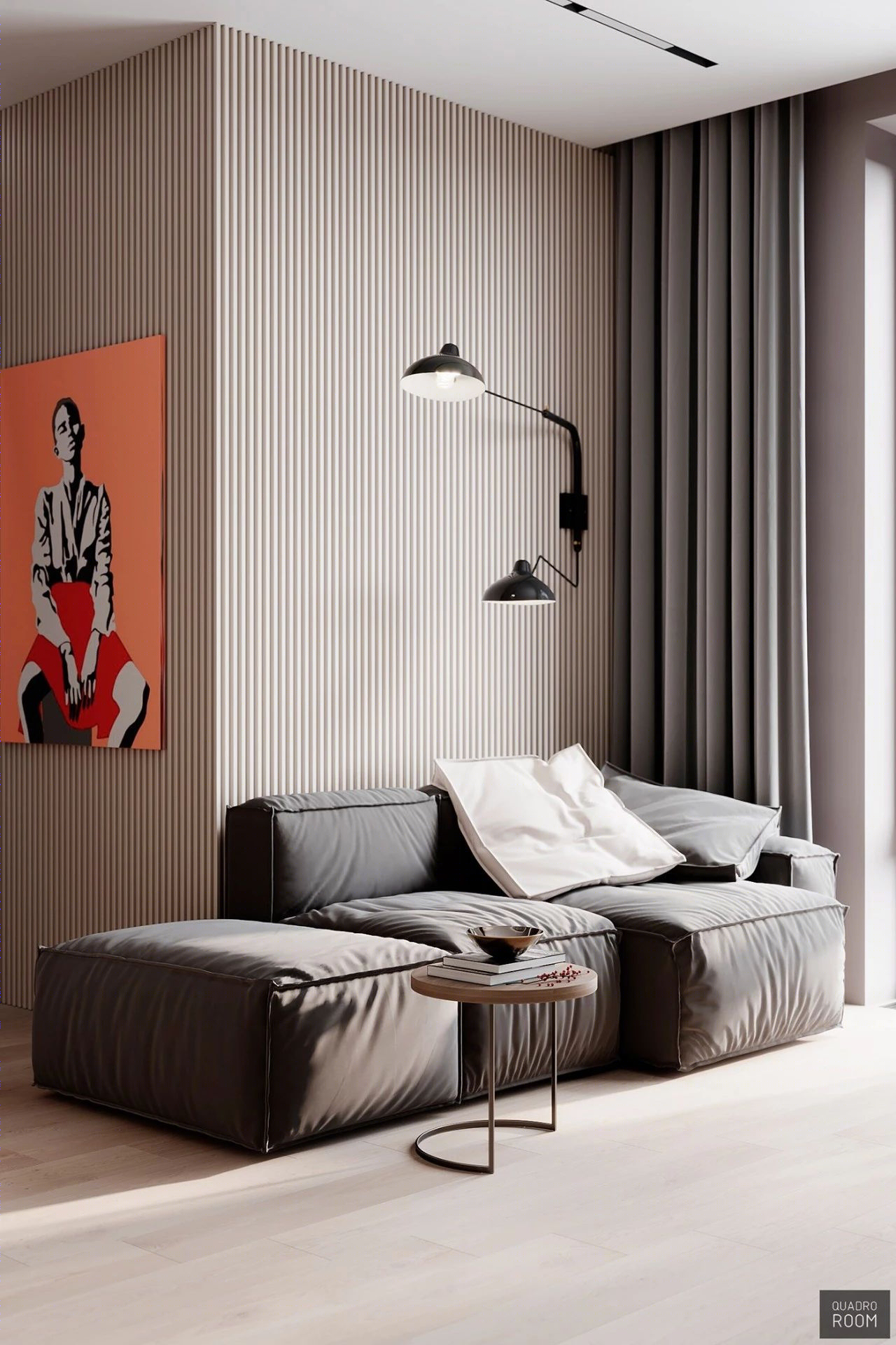 Quadro Room丨公寓丨最纯粹的简约灰设计！-76