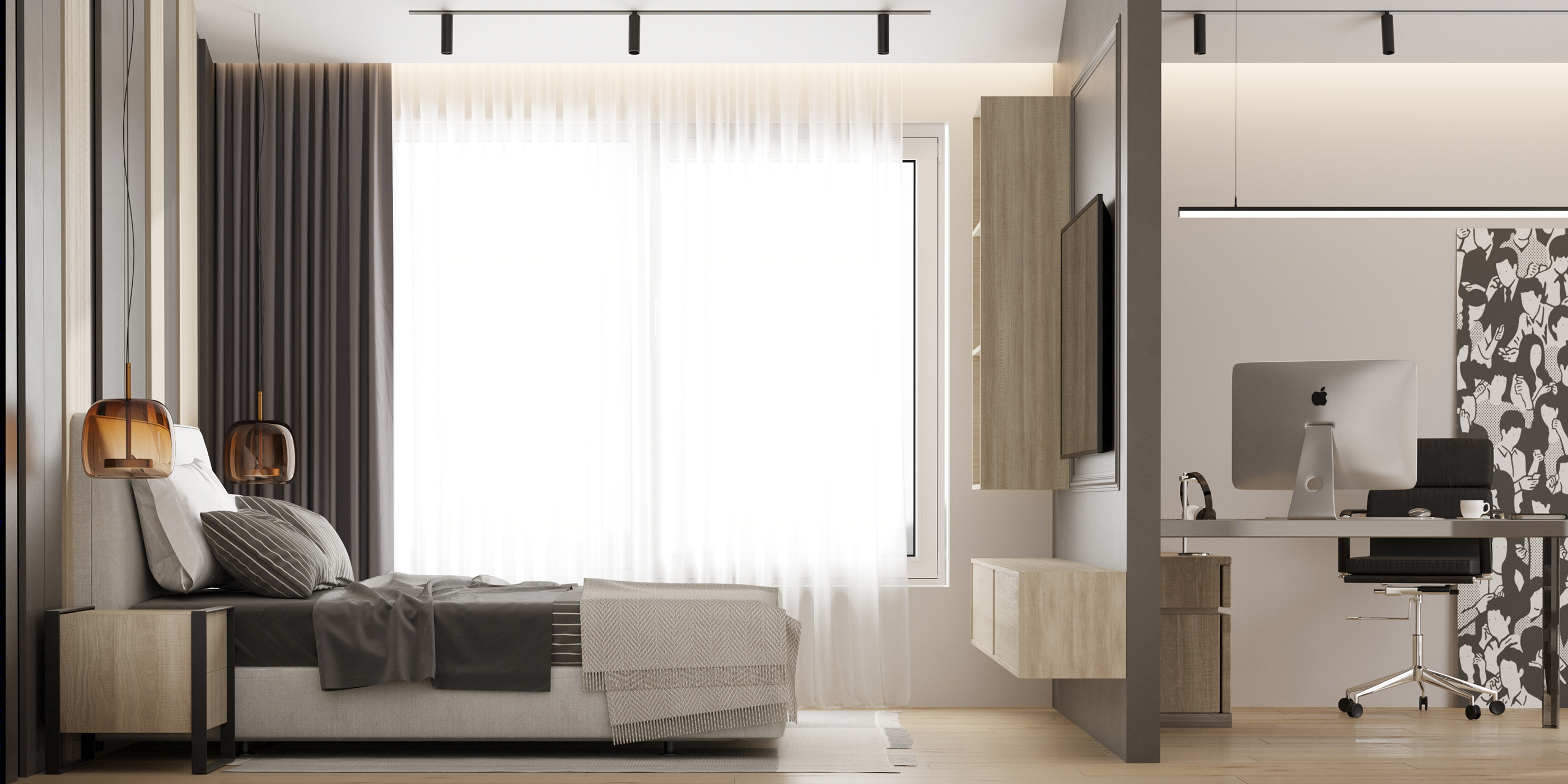 80平 灰白色系 简约空间-9