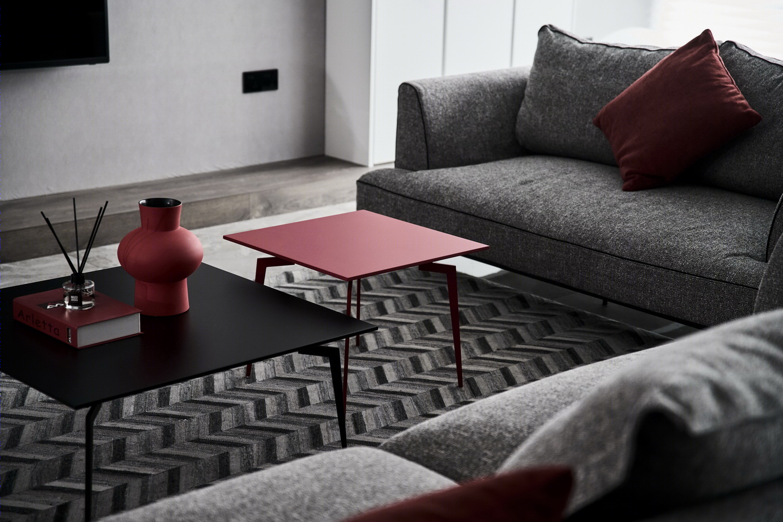 高级灰++ 时尚红，打通空间之美-17