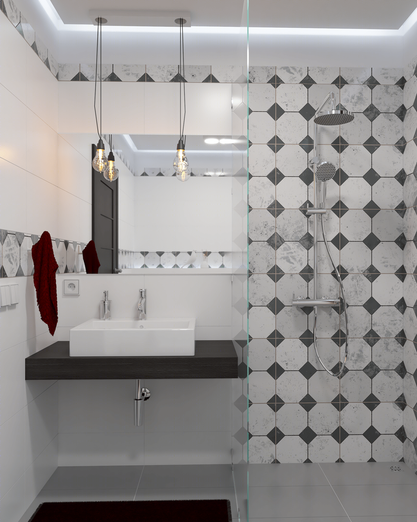 Diseño de baño, con diversidad de colores-6