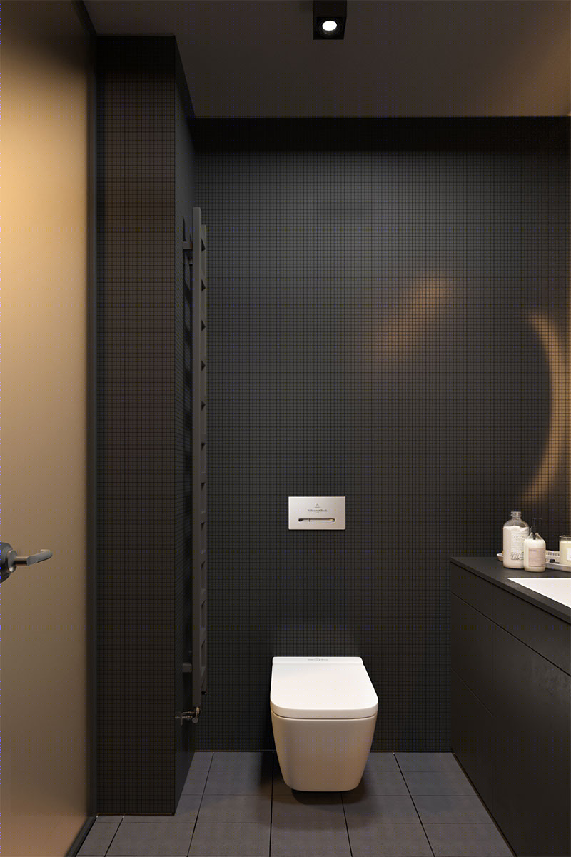 深色系小空间公寓设计 细节超丰富！-14