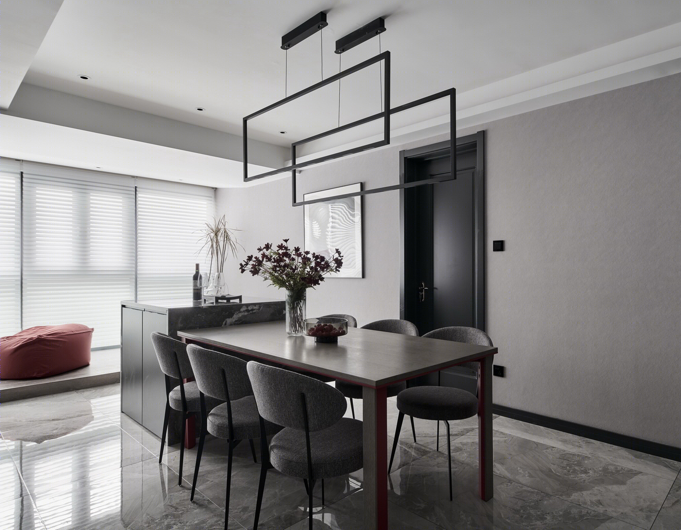 高级灰++ 时尚红，打通空间之美-38