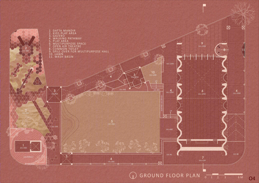 红砂砾之境 · 印度浦那多功能社区空间设计丨PMA madhushala-44