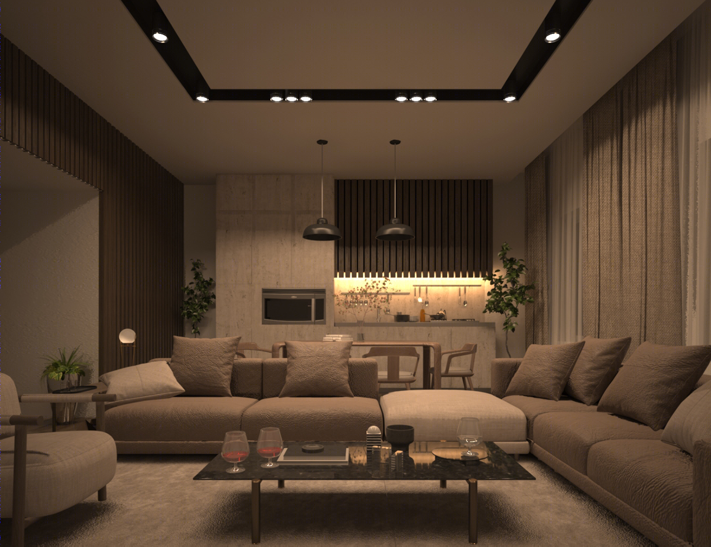 Anastasiya Gushchina丨公寓丨Living Room (3D Max)-1