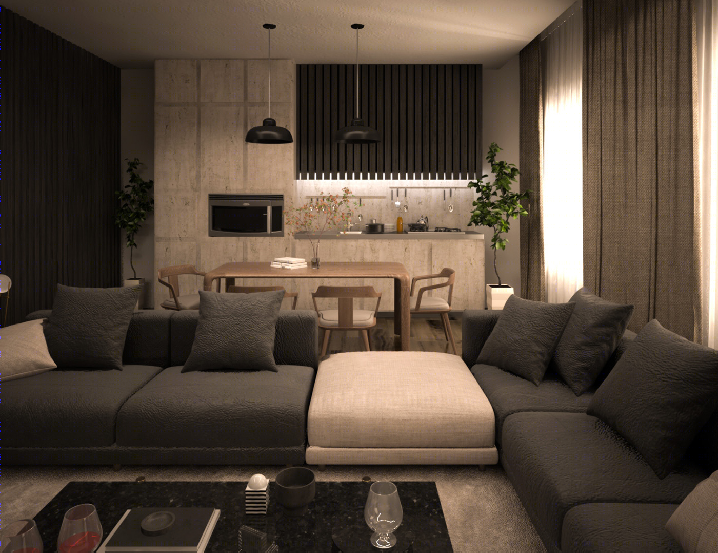 Anastasiya Gushchina丨公寓丨Living Room (3D Max)-3