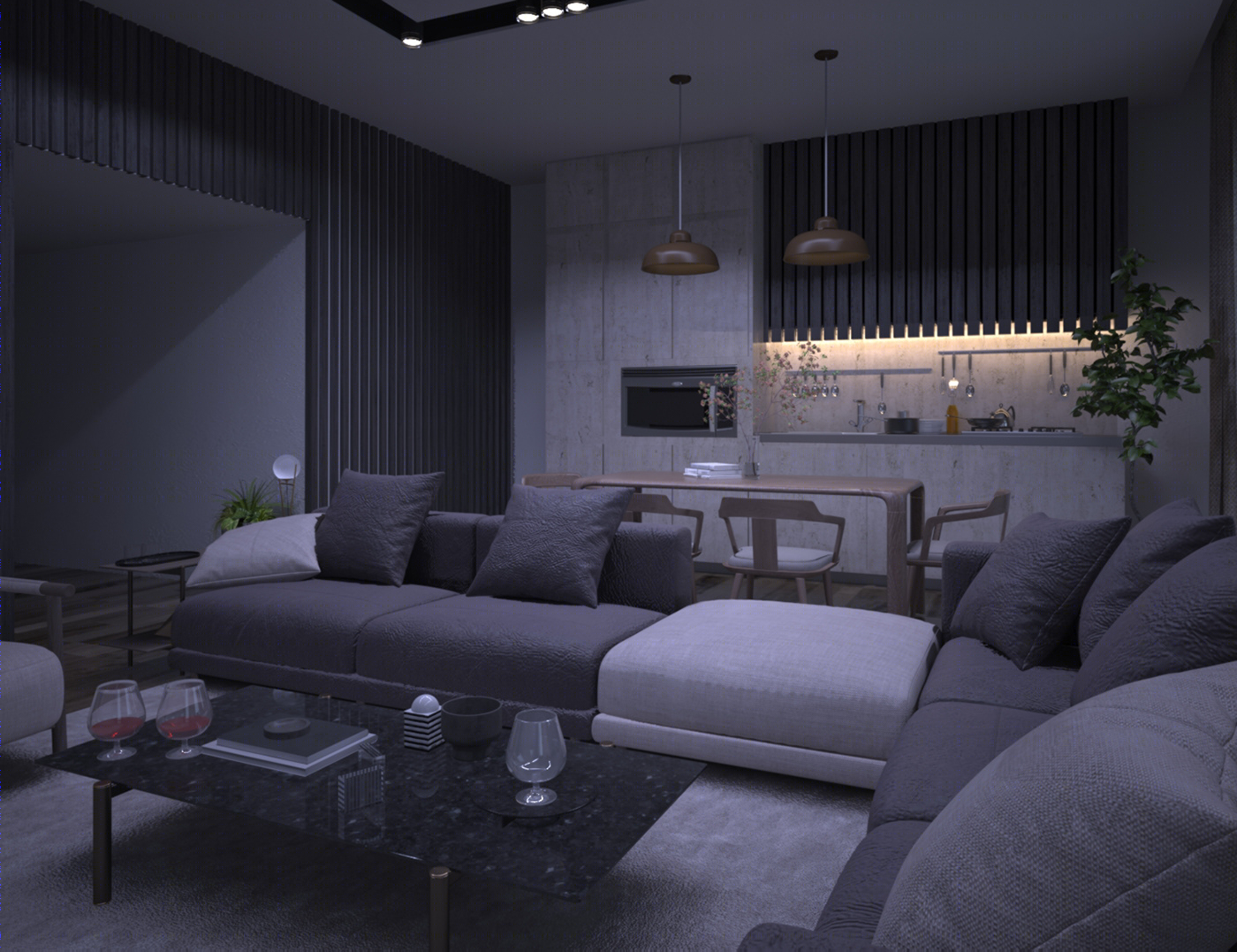 Anastasiya Gushchina丨公寓丨Living Room (3D Max)-4