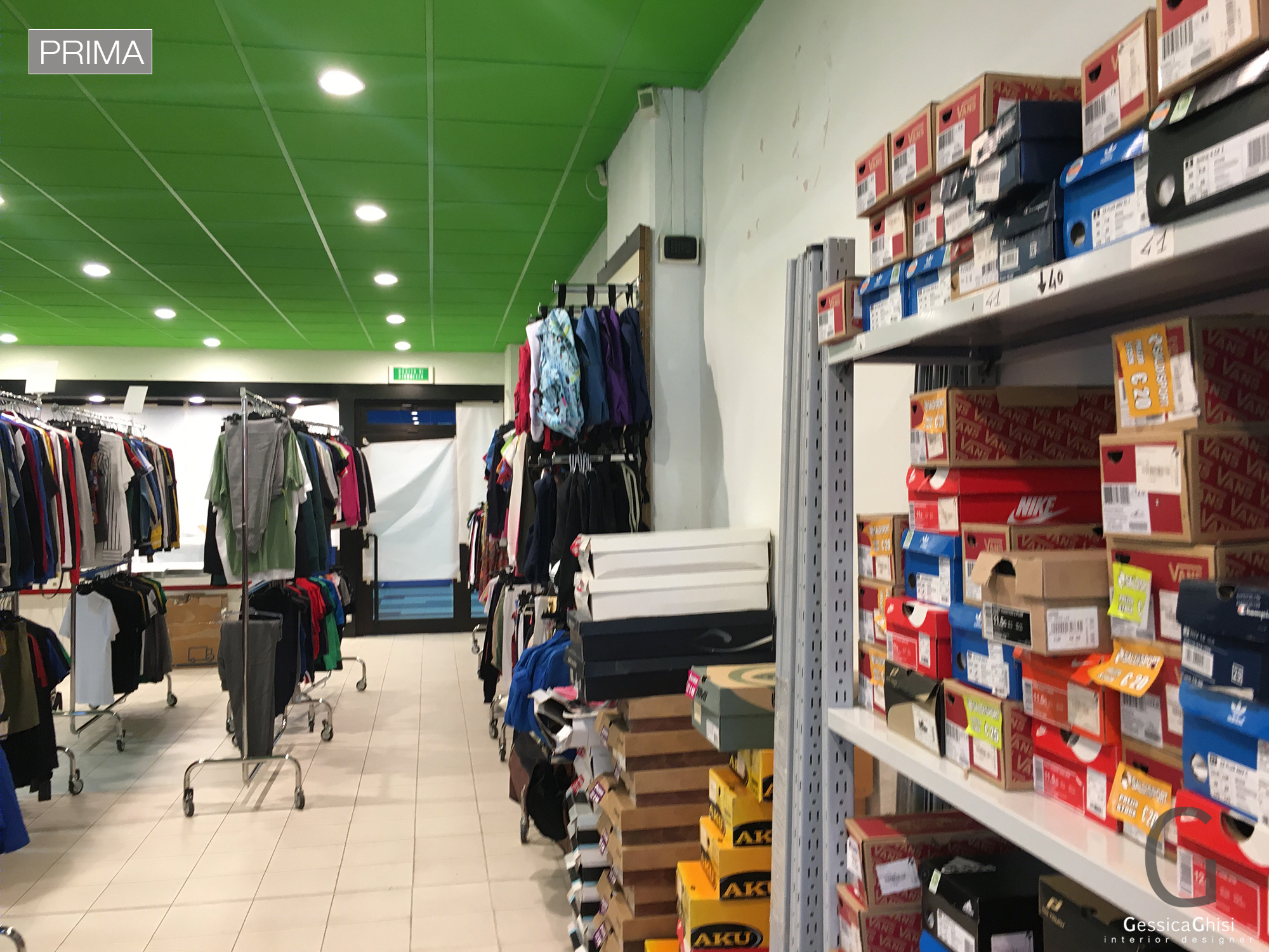 2018 年意大利鞋店翻新设计 | 工业风木铁家具与纸墙的完美融合-9