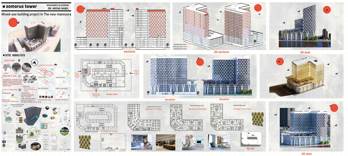 Anastasiya Gushchina丨商业综合体丨Mixed-use building project in new mansoura-1
