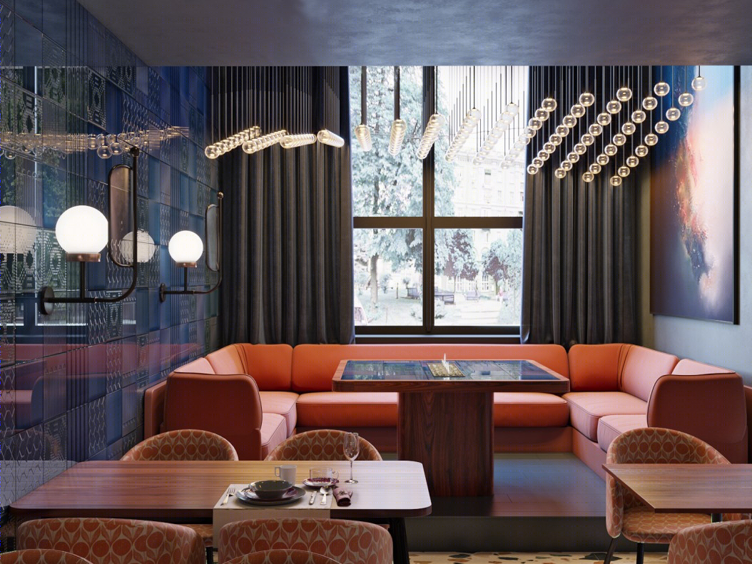 Evening 酒吧 | 水磨石与穿孔板的时尚餐饮空间-4