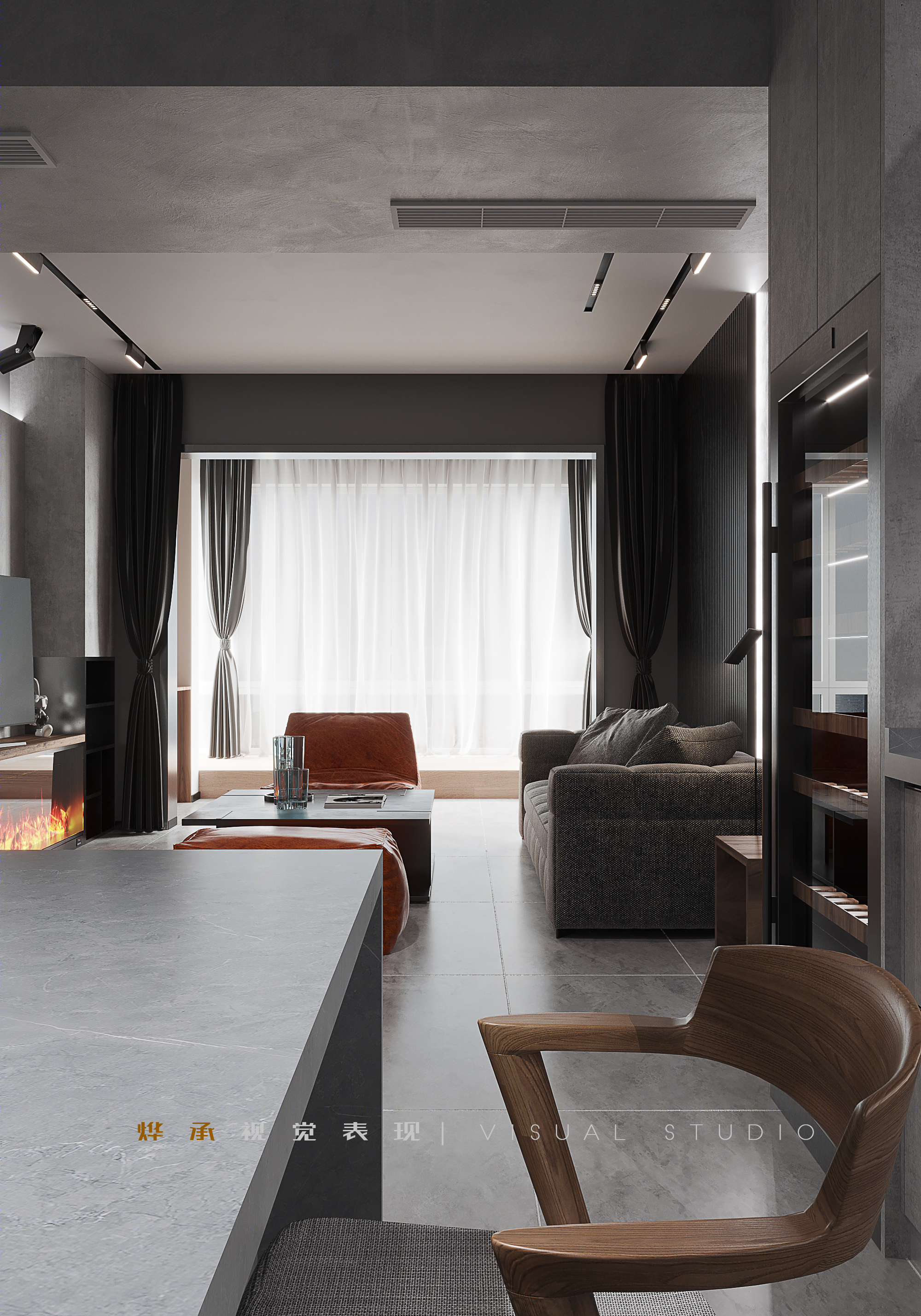极简黑白灰 | 3dmax2020 cr7.1 ps 的室内设计典范-8