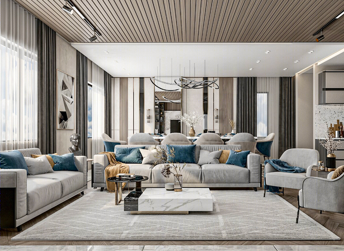 Anastasiya Gushchina丨平层丨Modern reception and dinning for a Villette apartment-0