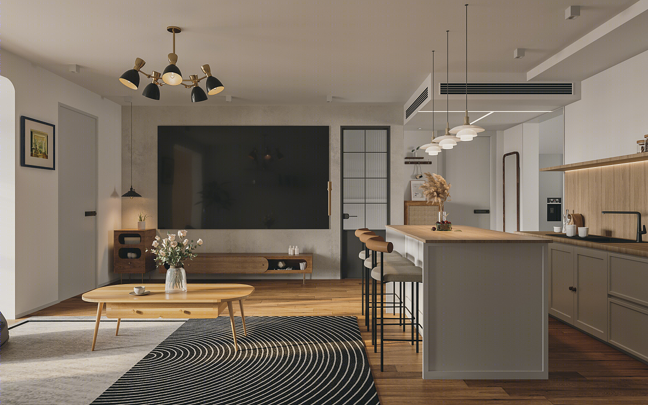 北欧复古客厅设计-5