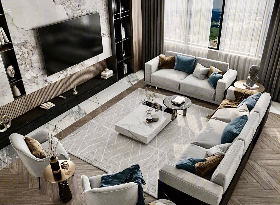 Anastasiya Gushchina丨平层丨Modern reception and dinning for a Villette apartment-3