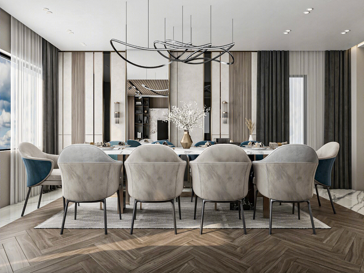 Anastasiya Gushchina丨平层丨Modern reception and dinning for a Villette apartment-5