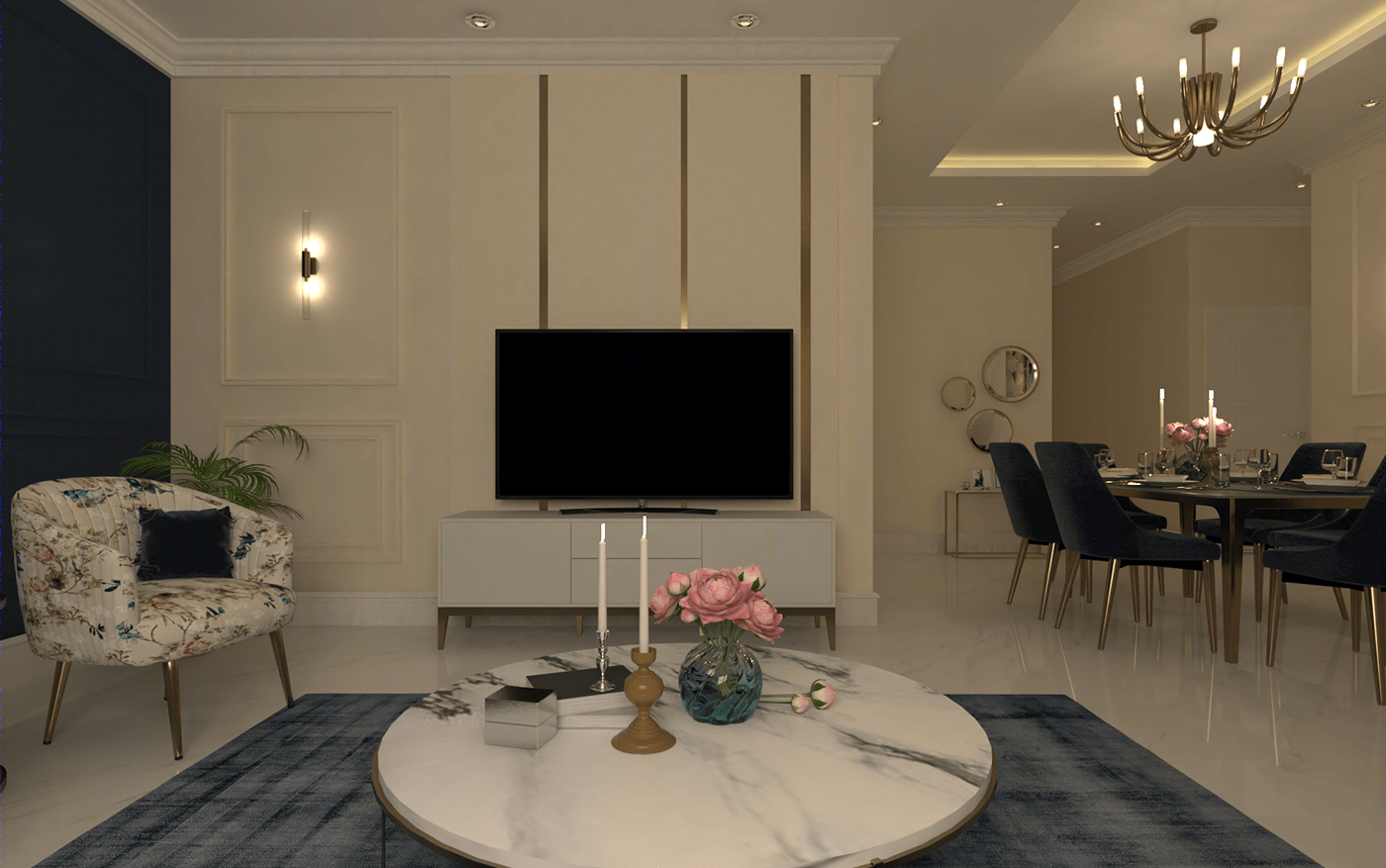 Anastasiya Gushchina丨平层丨living-dining room design-2