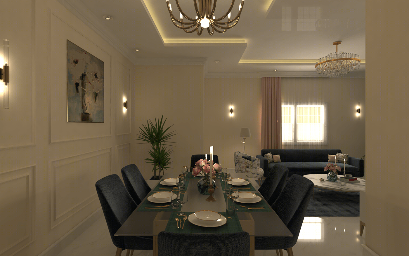 Anastasiya Gushchina丨平层丨living-dining room design-3