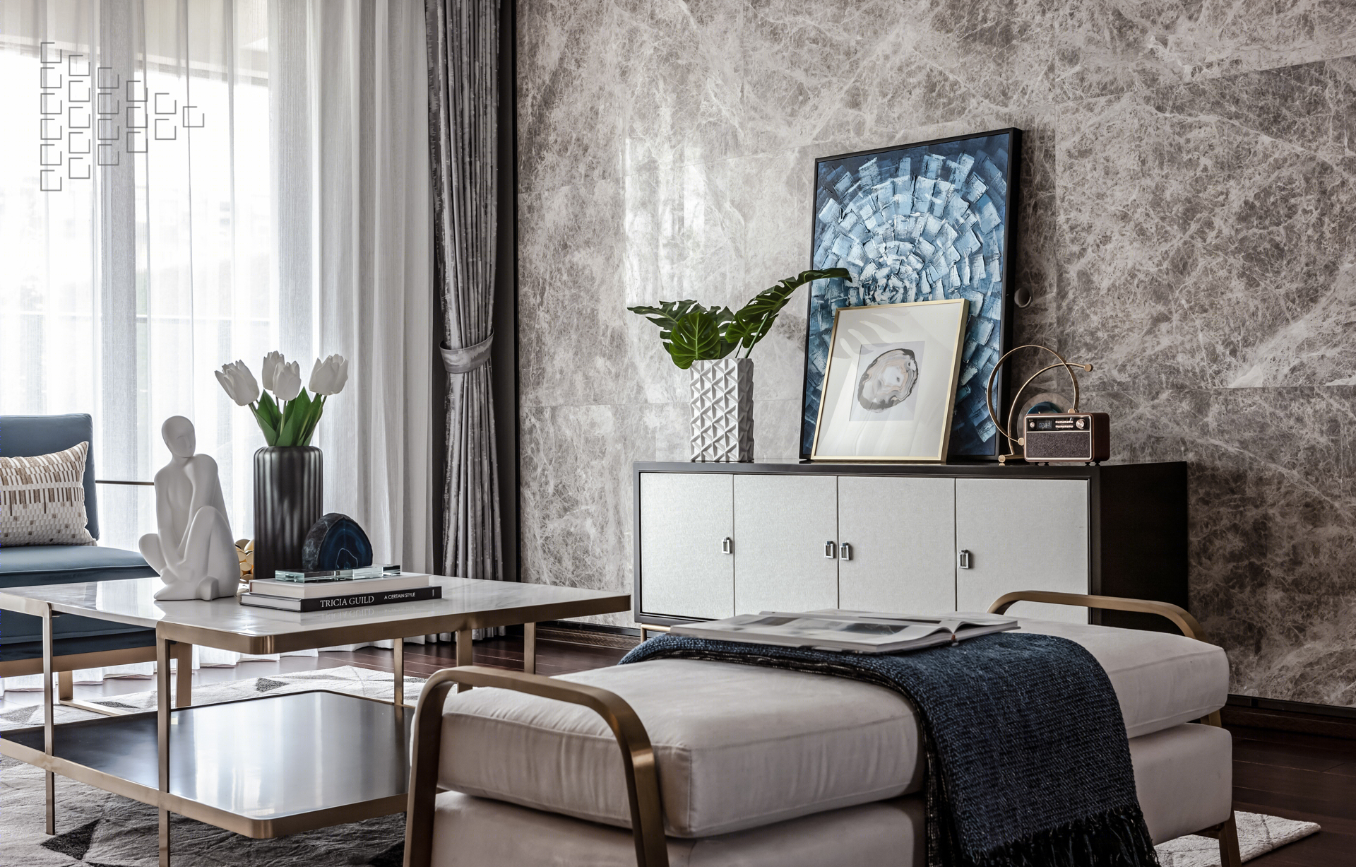 苏州现代轻奢样板房设计-10