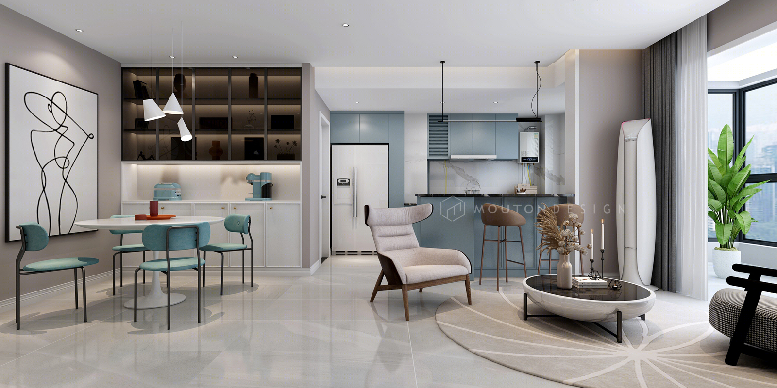 多功能书房-- 客厅空间设计，满足全家需求-10