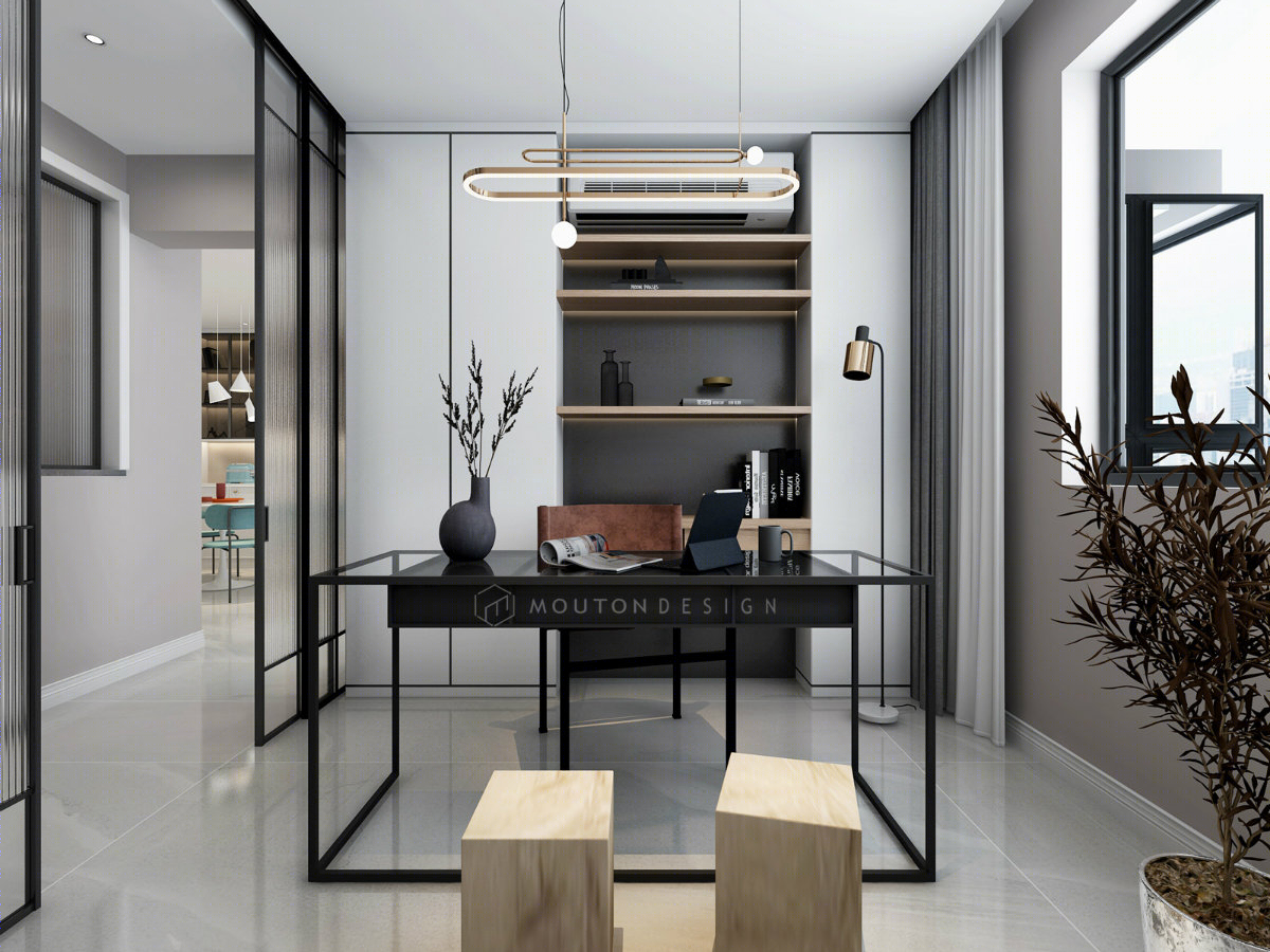 多功能书房-- 客厅空间设计，满足全家需求-12