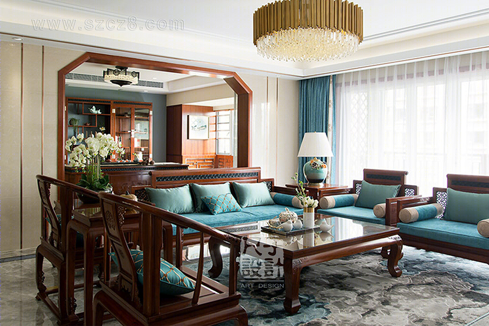 【尺子室内设计】气韵卓然 | 230㎡新中式雅宅-4