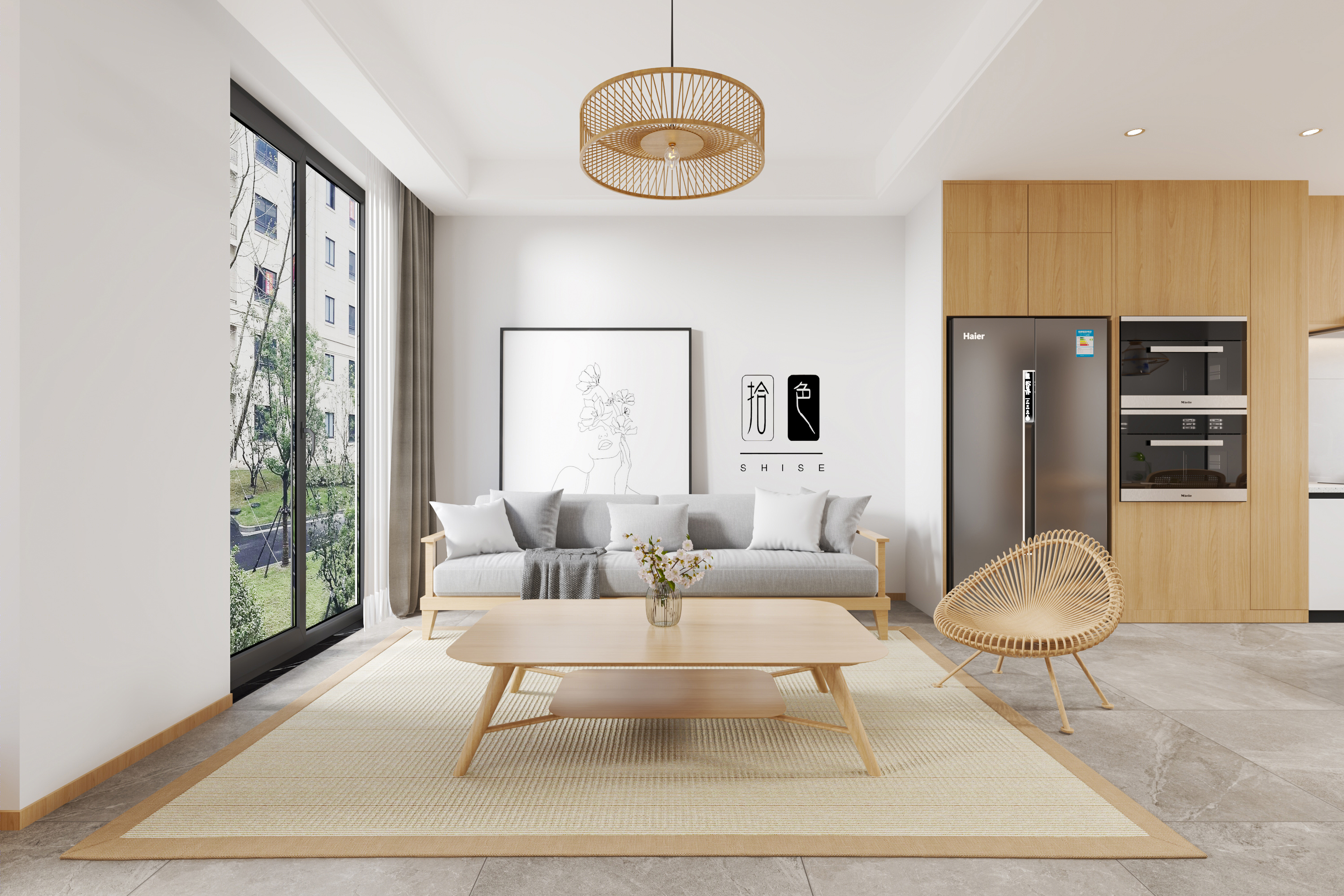 原木风客餐厅拾色效果表现-5