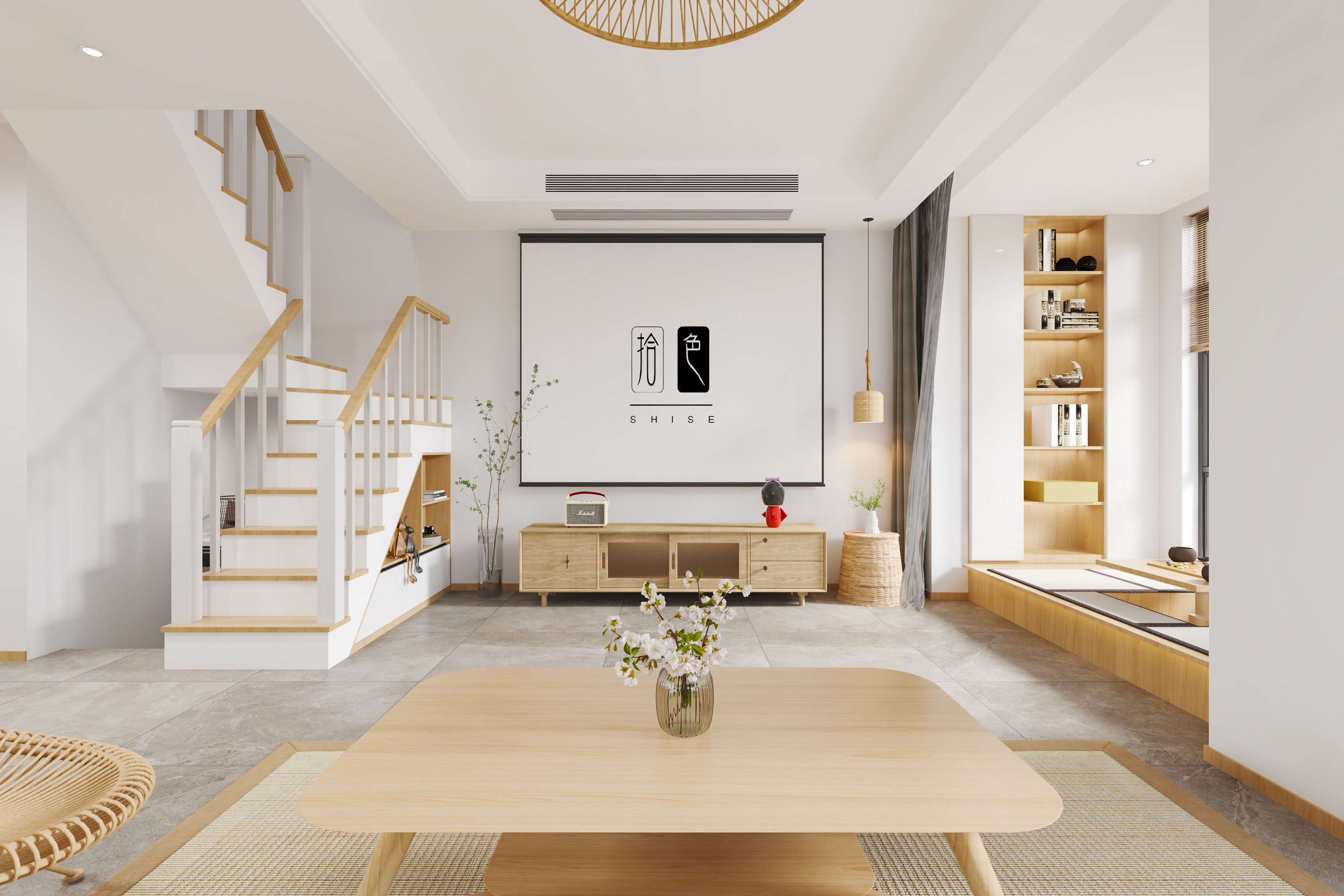 原木风客餐厅拾色效果表现-6