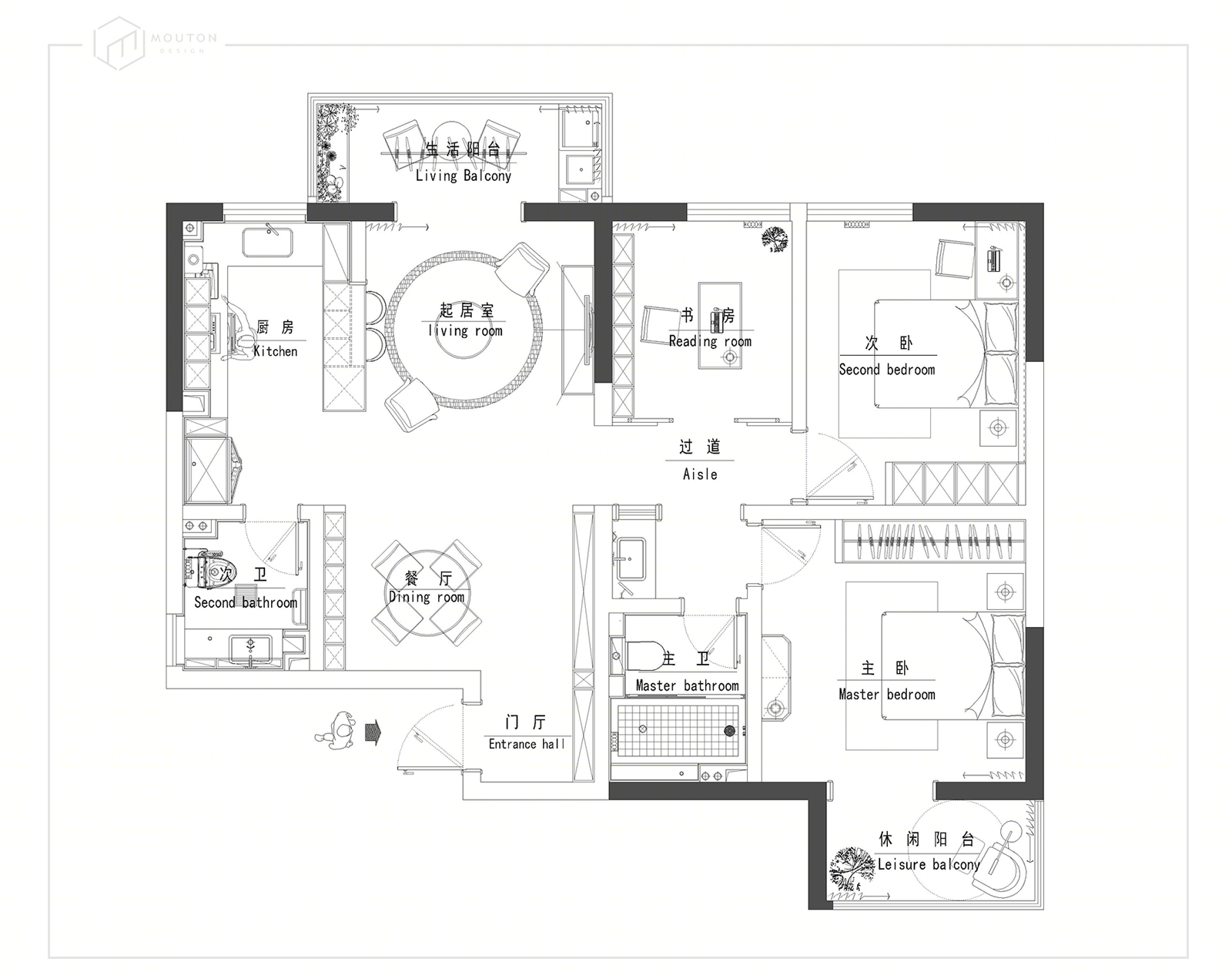 多功能书房-- 客厅空间设计，满足全家需求-14