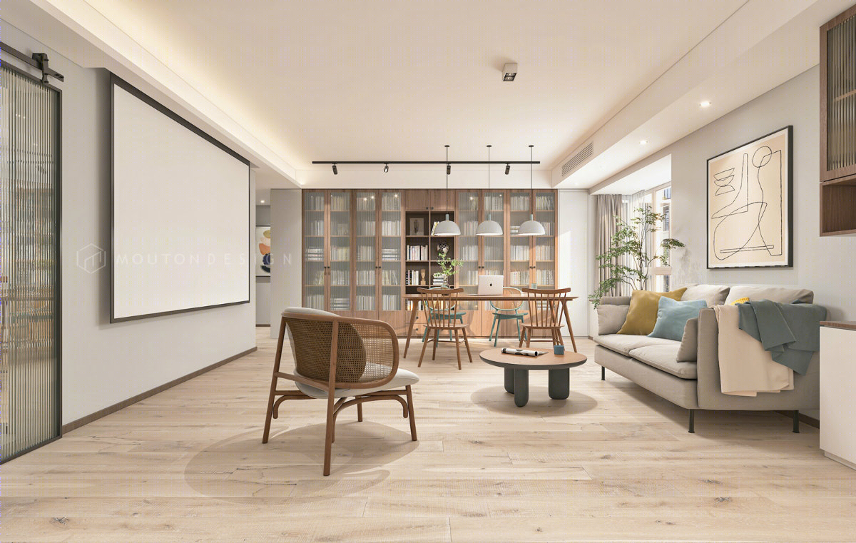 多功能书房-- 客厅空间设计，满足全家需求-17