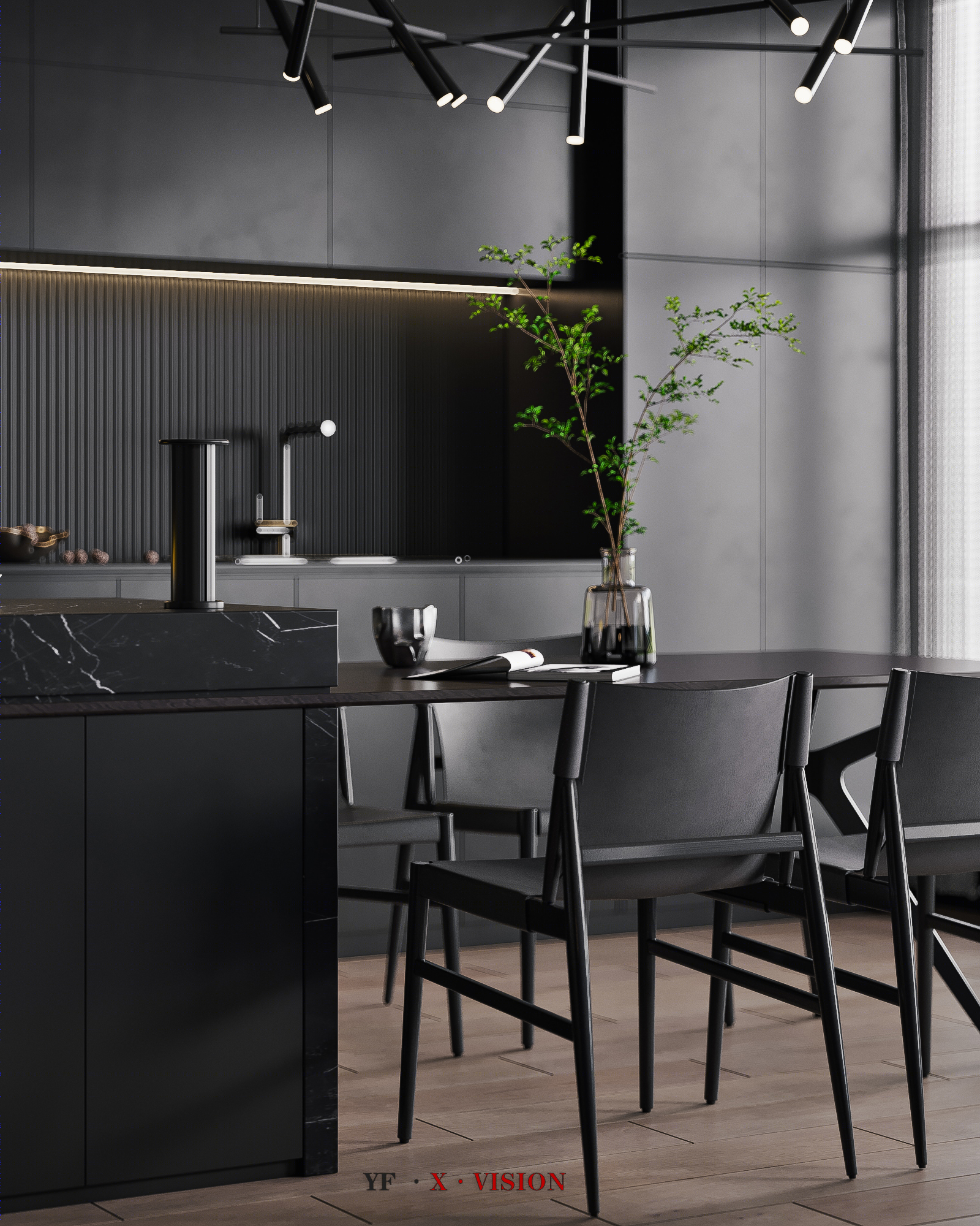 北京某别墅暗黑系设计丨中国北京丨知名设计师-12