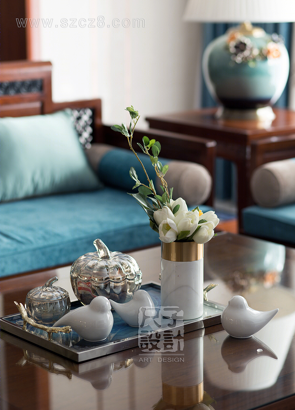 【尺子室内设计】气韵卓然 | 230㎡新中式雅宅-8