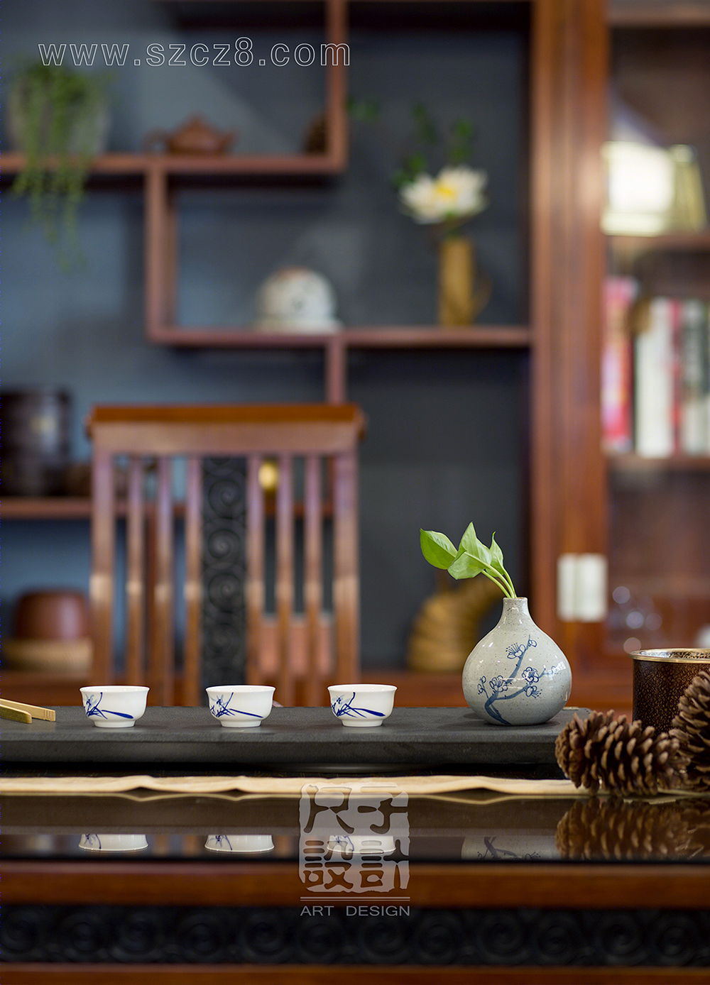 【尺子室内设计】气韵卓然 | 230㎡新中式雅宅-11