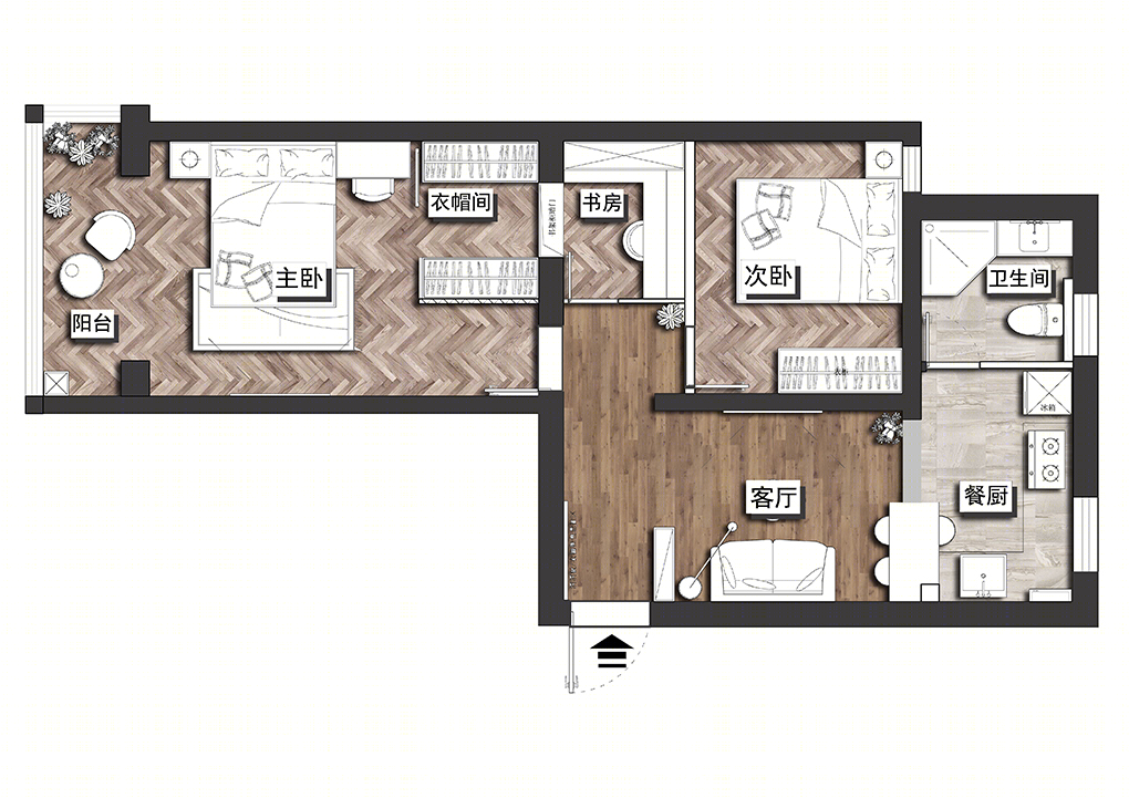 30 平小户型惊艳改造 | LDK 一体化，主卧套间设计，小空间大利用-11