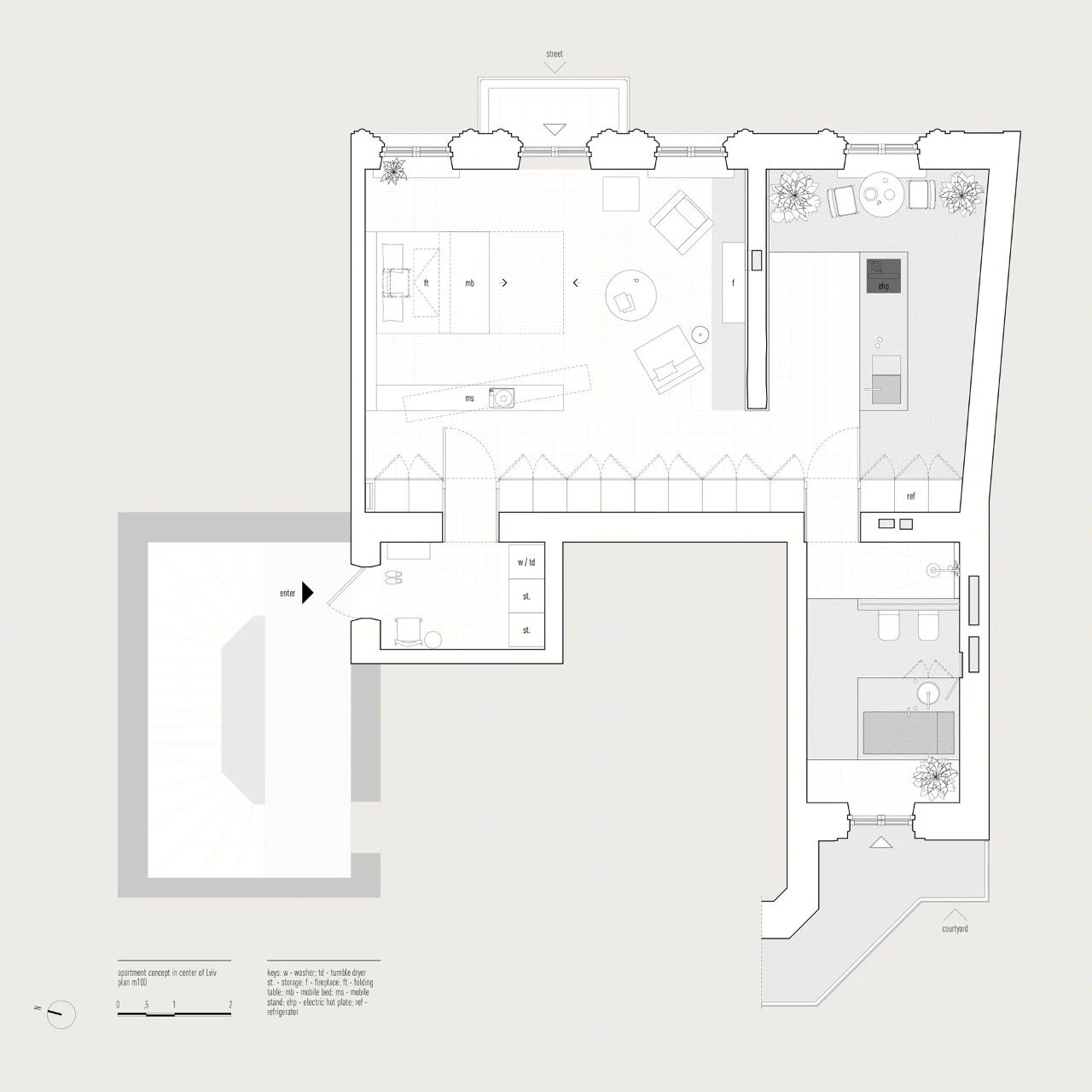 乌克兰一室户极简公寓，镜面元素打造宽敞空间-4