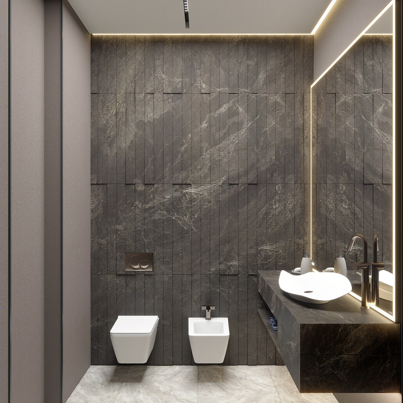 Anastasiya Gushchina丨平层丨Bedroom Decorated With Natural Stone And Wood-7
