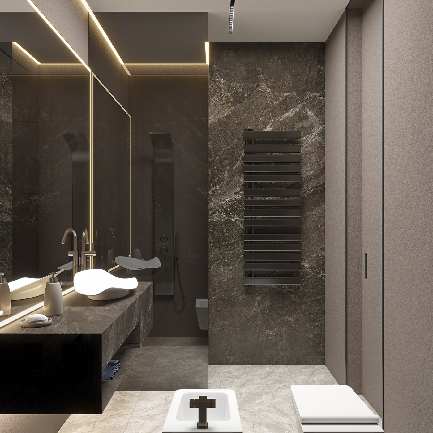 Anastasiya Gushchina丨平层丨Bedroom Decorated With Natural Stone And Wood-9