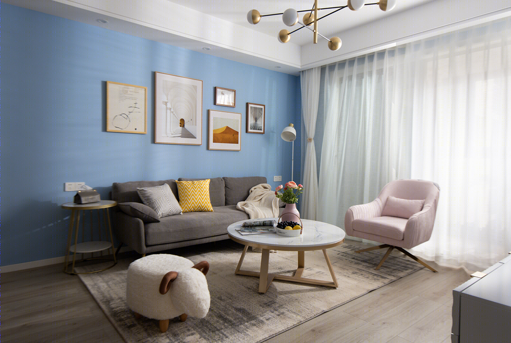 龙湖两江新宸三房简约北欧风格装修案例-1