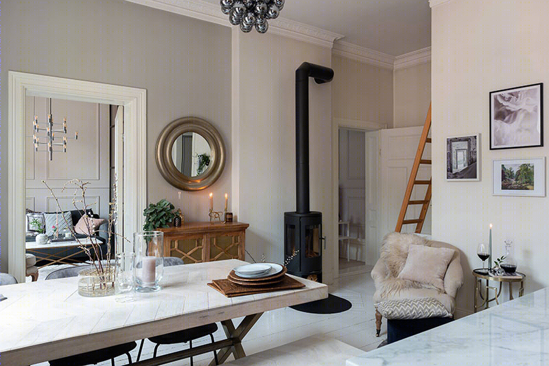 造型、砖墙和玻璃隔断：具有时尚设计方案的优雅公寓-8