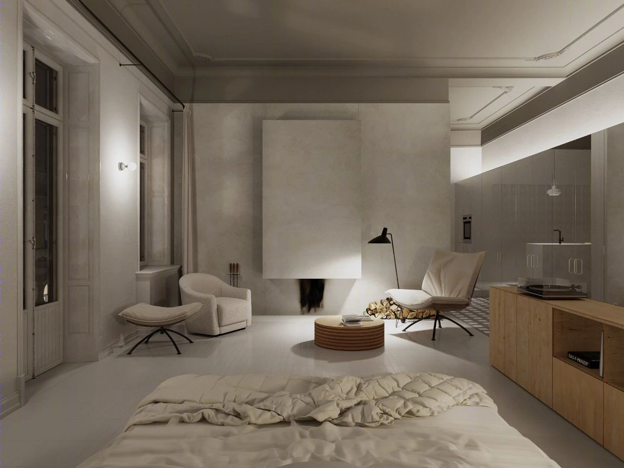 乌克兰一室户极简公寓，镜面元素打造宽敞空间-11